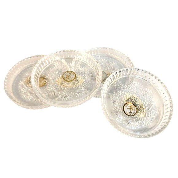 Set Of 4 Crystal Clear Industries Essex Pattern 24% Lead Crystal Coasters Made I - Picture 3 of 7